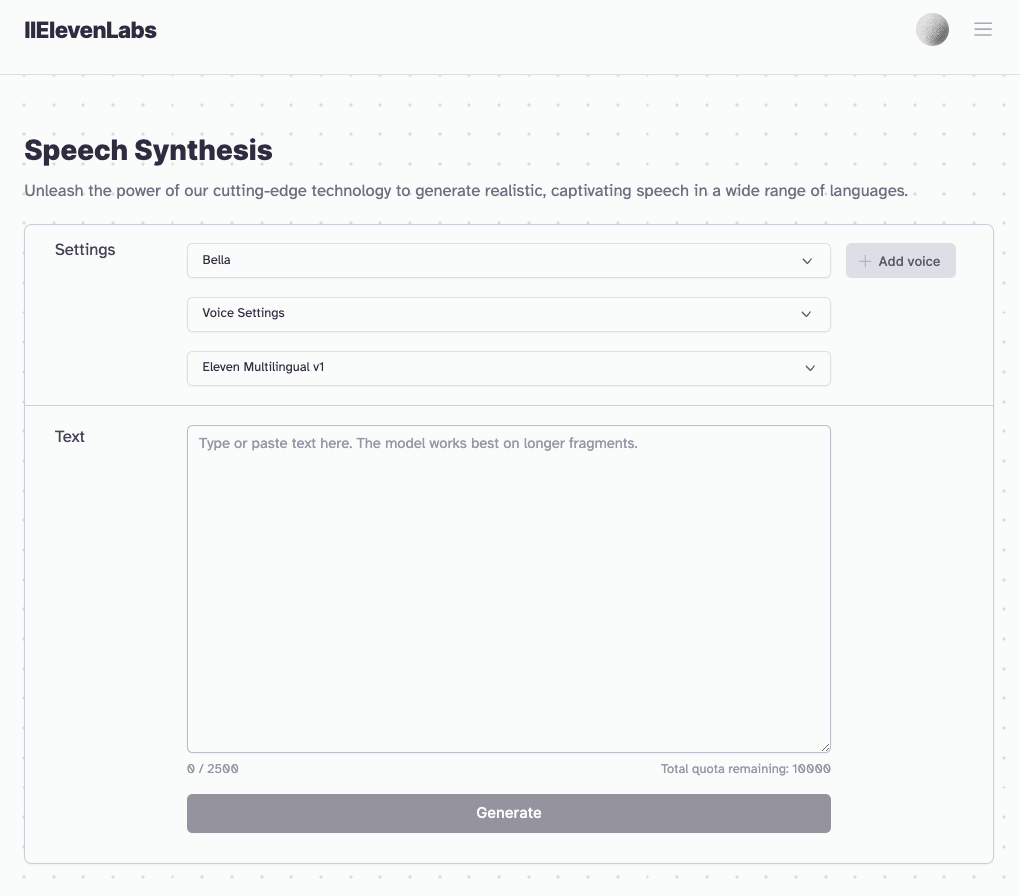 Elevenlabs Admin Dashboard Screenshot