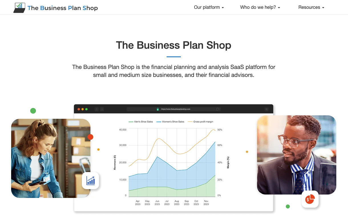 thebusinessplanshop.com Home page screenshot
